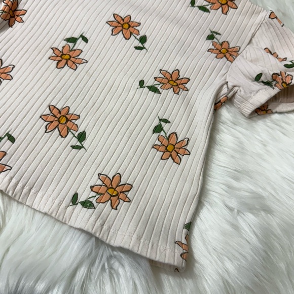 Jessica Simpson Youth Girl Size 6X Floral Ribbed Short Sleeve Shirt - Picture 6 of 14